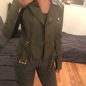 Bebe belted leather jacket